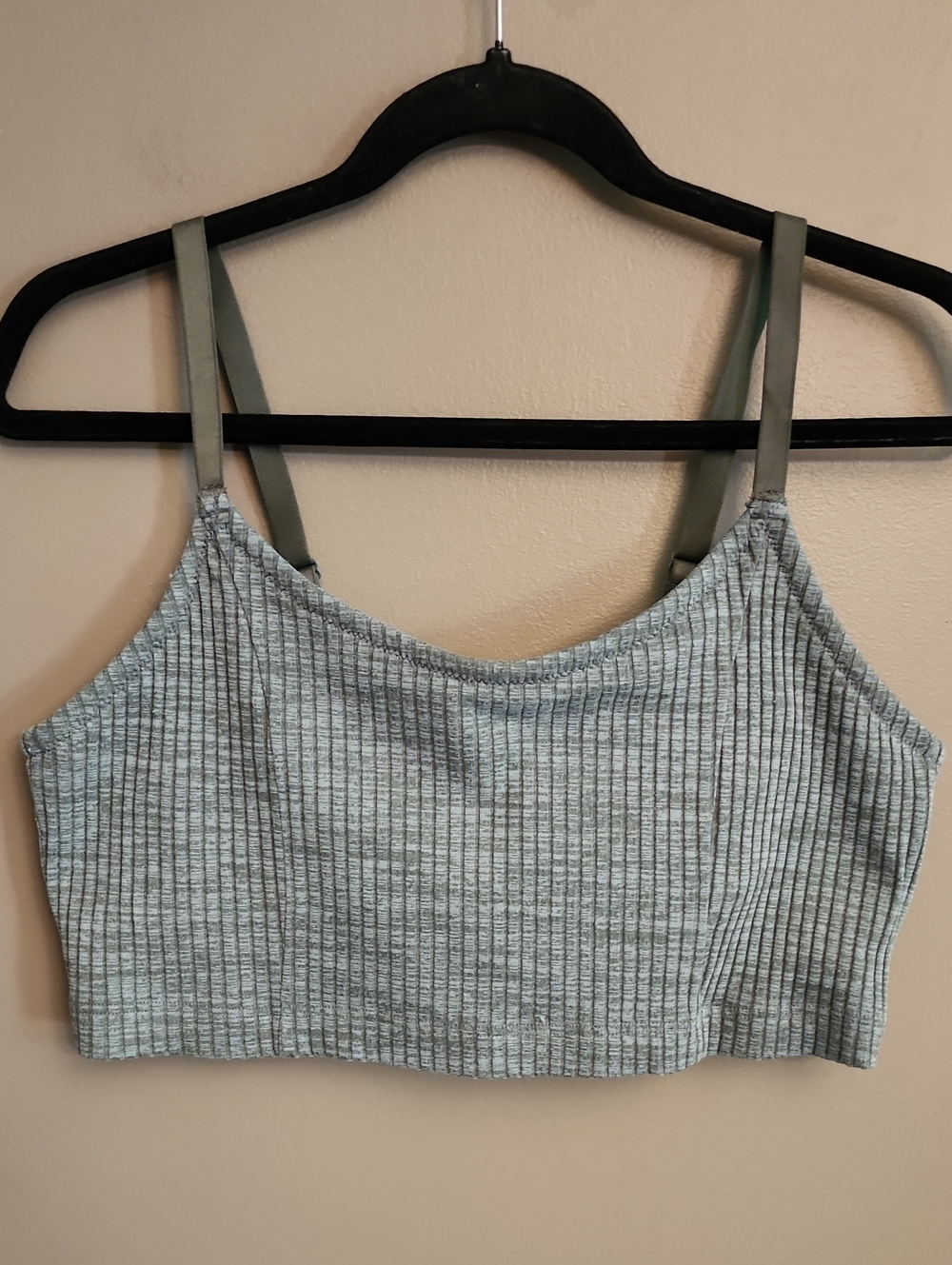 aerie Heather Green Ribbed Crop Tank